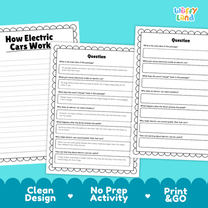 How Electric Cars Work Reading Passage and Questions Printable Worksheets with Answer Key