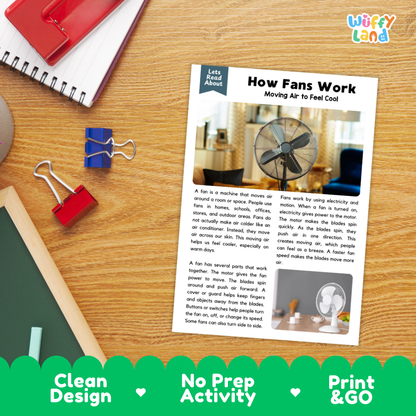 How Fans Work Reading Passage and Questions Worksheets
