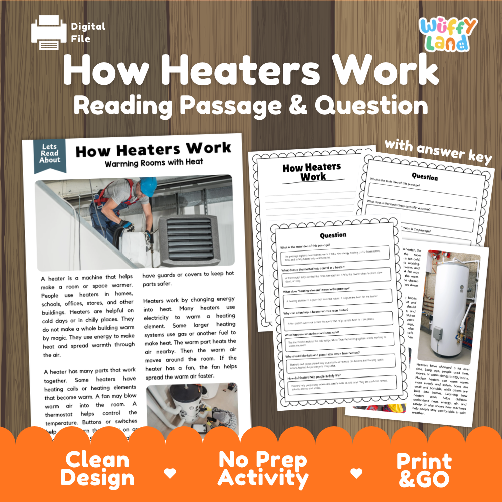 How Heaters Work Reading Passage and Questions Worksheets