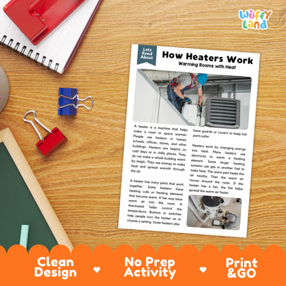 How Heaters Work Reading Passage and Questions Worksheets