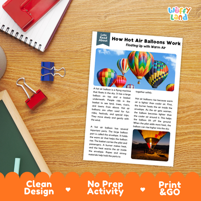 How Hot Air Balloons Work Reading Passage and Questions Printable Worksheets with Answer Key