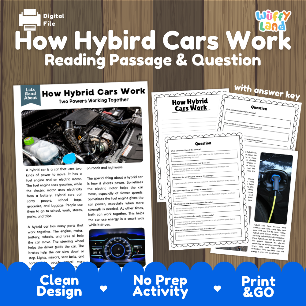 How Hybrid Cars Work Reading Passage and Questions Printable Worksheets with Answer Key