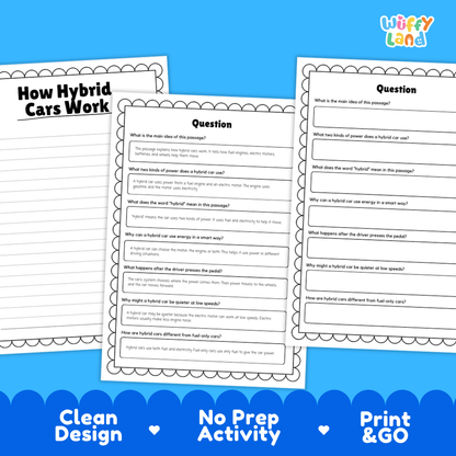 How Hybrid Cars Work Reading Passage and Questions Printable Worksheets with Answer Key