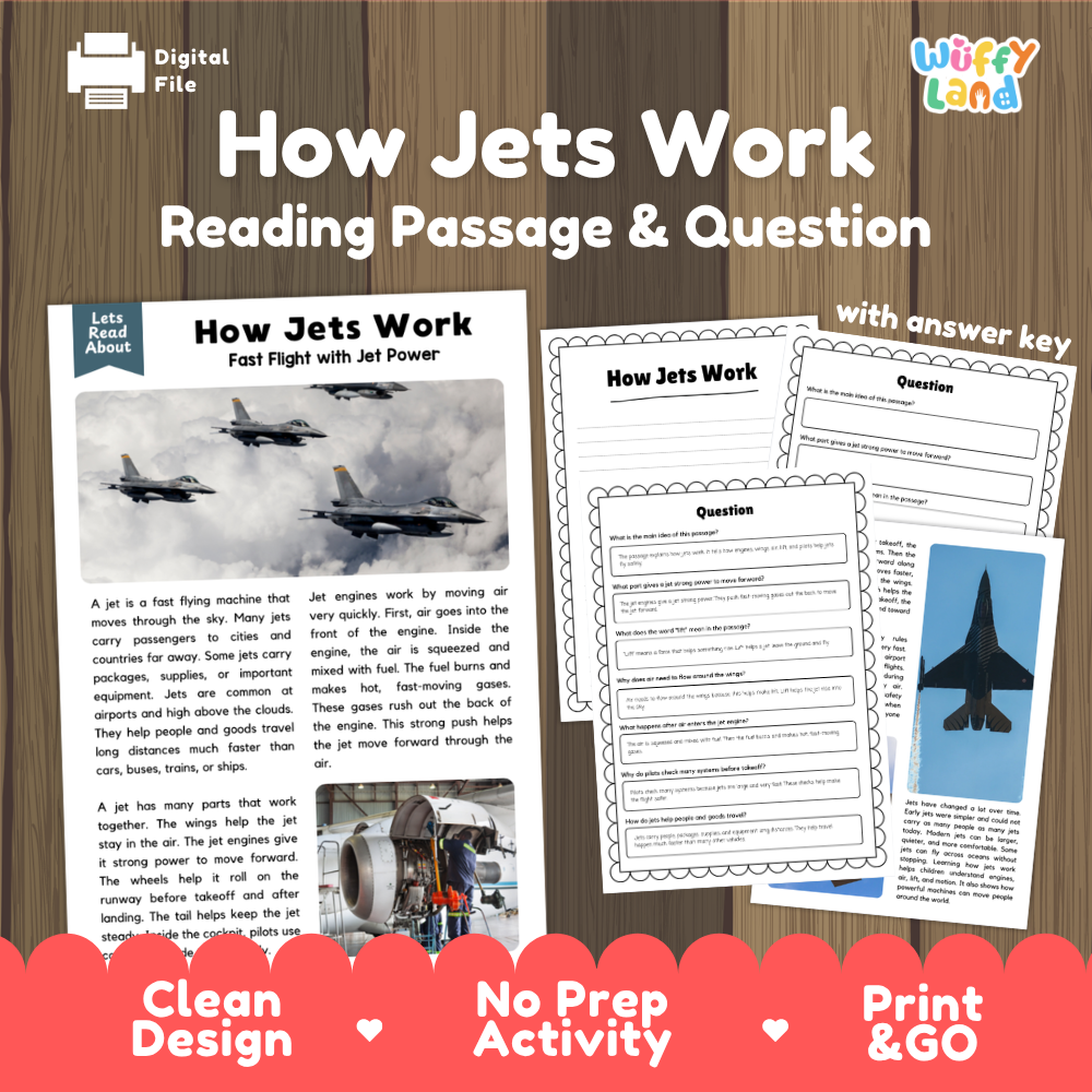 How Jets Work Reading Passage and Questions Printable Worksheets with Answer Key