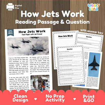 How Jets Work Reading Passage and Questions Printable Worksheets with Answer Key