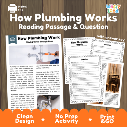 How Plumbing Works Reading Passage and Questions Worksheets