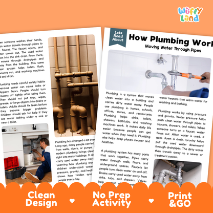 How Plumbing Works Reading Passage and Questions Worksheets
