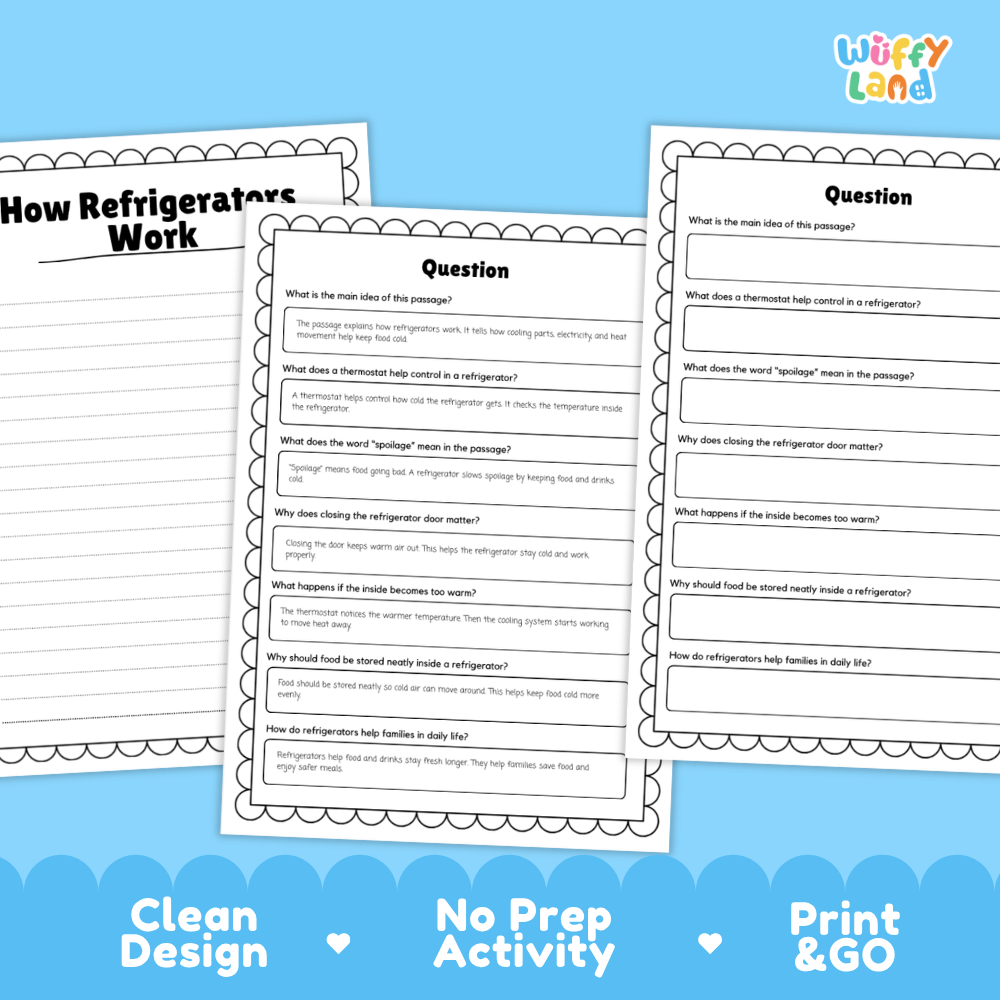 How Refrigerators Work Reading Passage and Questions Worksheets