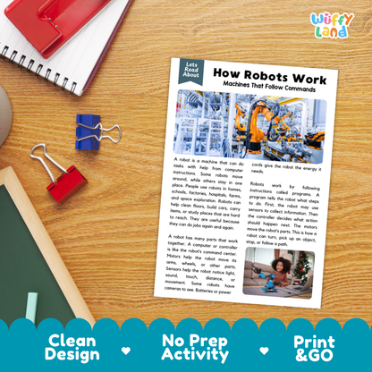 How Robots Work Reading Passage and Comprehension Questions with Answer Key Worksheets