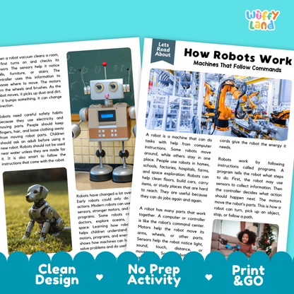 How Robots Work Reading Passage and Comprehension Questions with Answer Key Worksheets