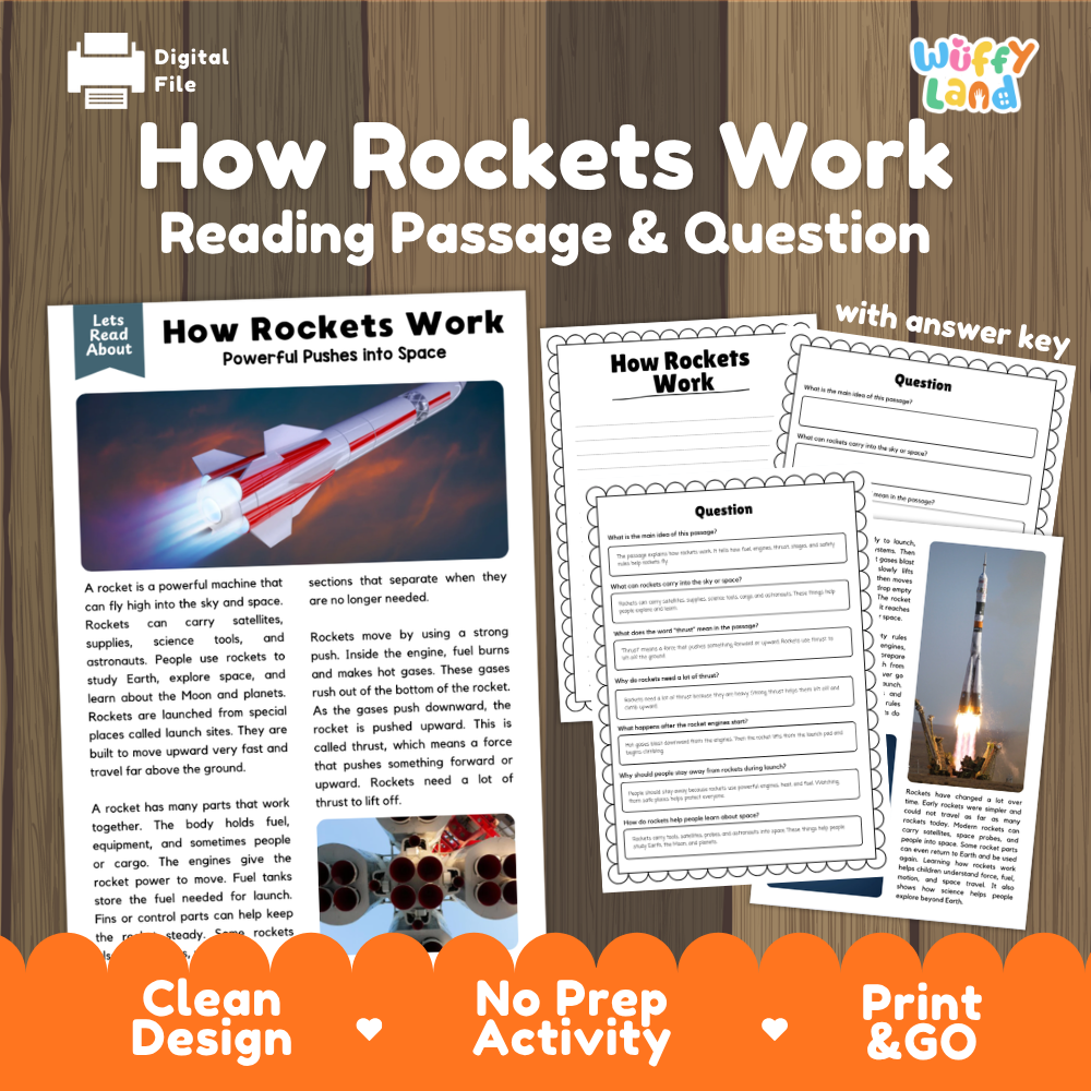 How Rockets Work Reading Passage and Questions Printable Worksheets with Answer Key