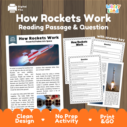 How Rockets Work Reading Passage and Questions Printable Worksheets with Answer Key