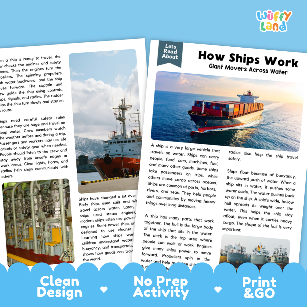 How Ships Work Reading Passage and Questions Printable Worksheets with Answer Key