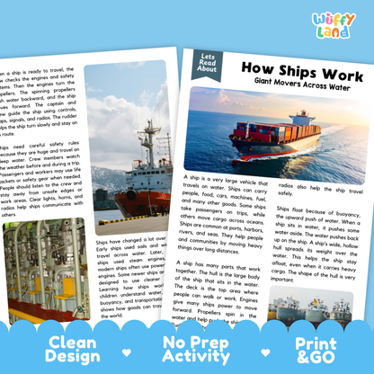 How Ships Work Reading Passage and Questions Printable Worksheets with Answer Key