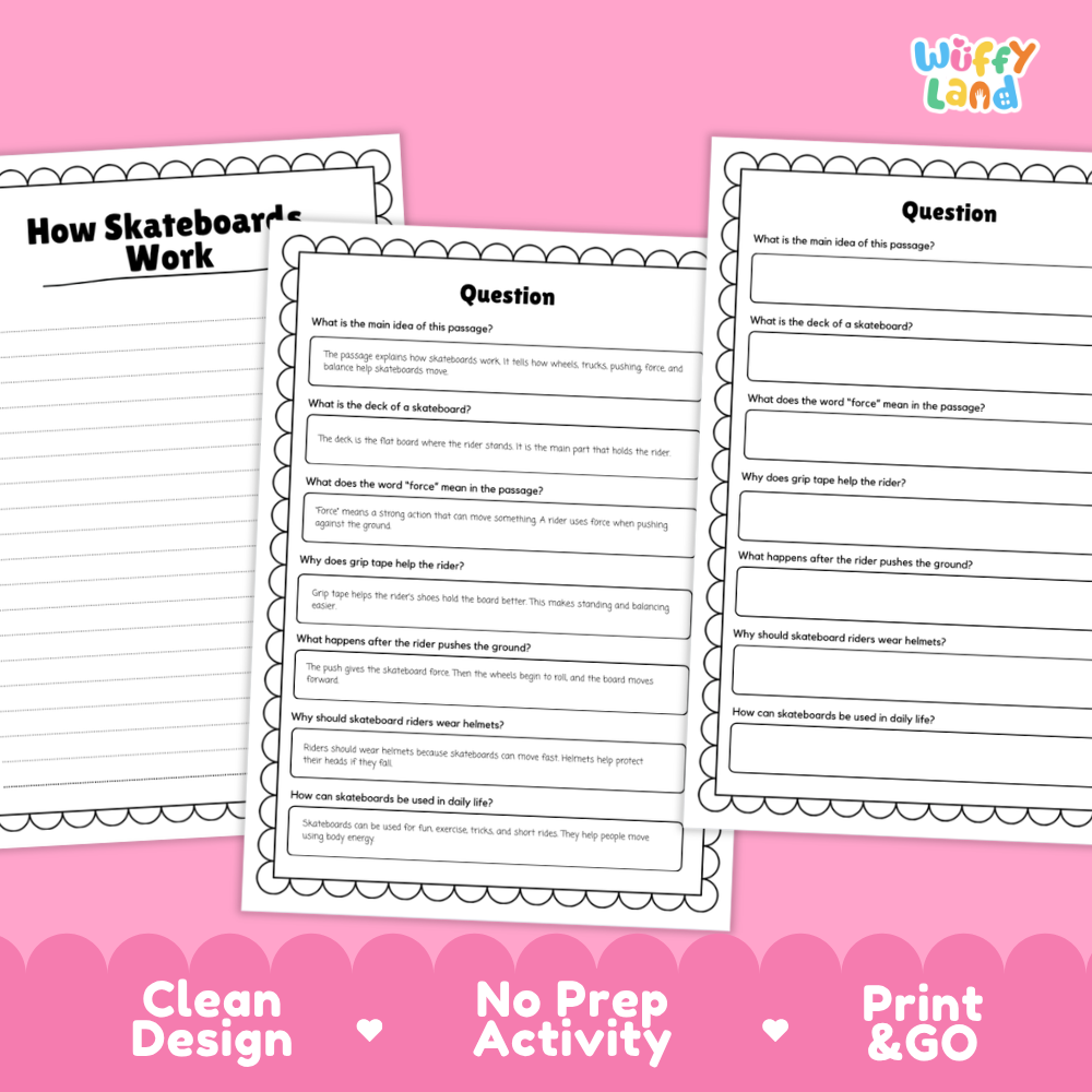How Skateboards Work Reading Passage and Questions Printable Worksheets with Answer Key