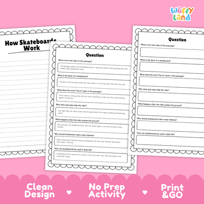 How Skateboards Work Reading Passage and Questions Printable Worksheets with Answer Key