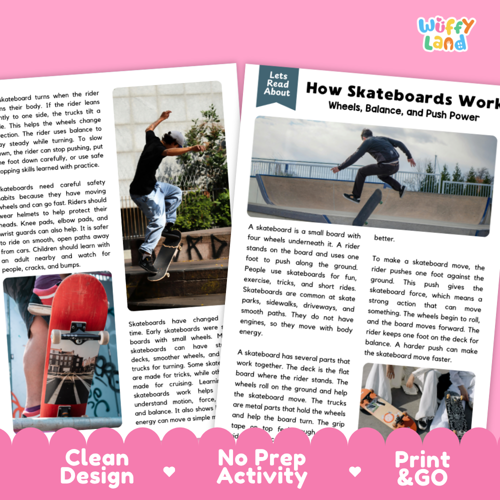 How Skateboards Work Reading Passage and Questions Printable Worksheets with Answer Key