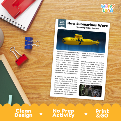 How Submarines Work Reading Passage and Comprehension Questions Worksheets