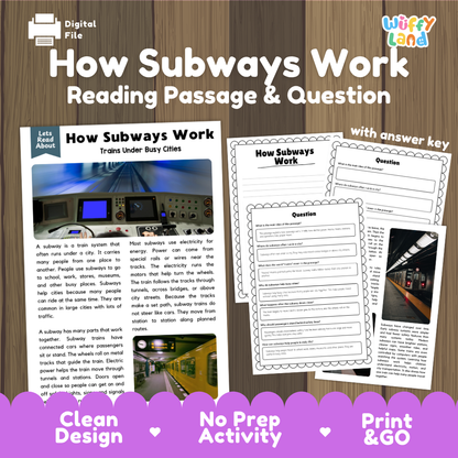 How Subways Work Reading Passage and Questions Printable Worksheets with Answer Key