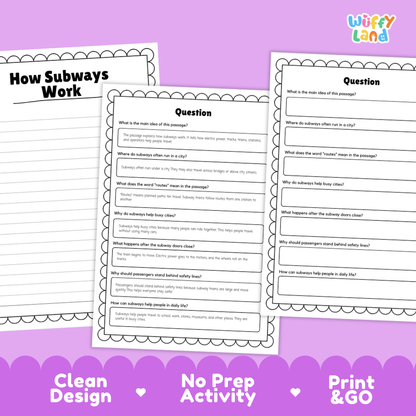 How Subways Work Reading Passage and Questions Printable Worksheets with Answer Key