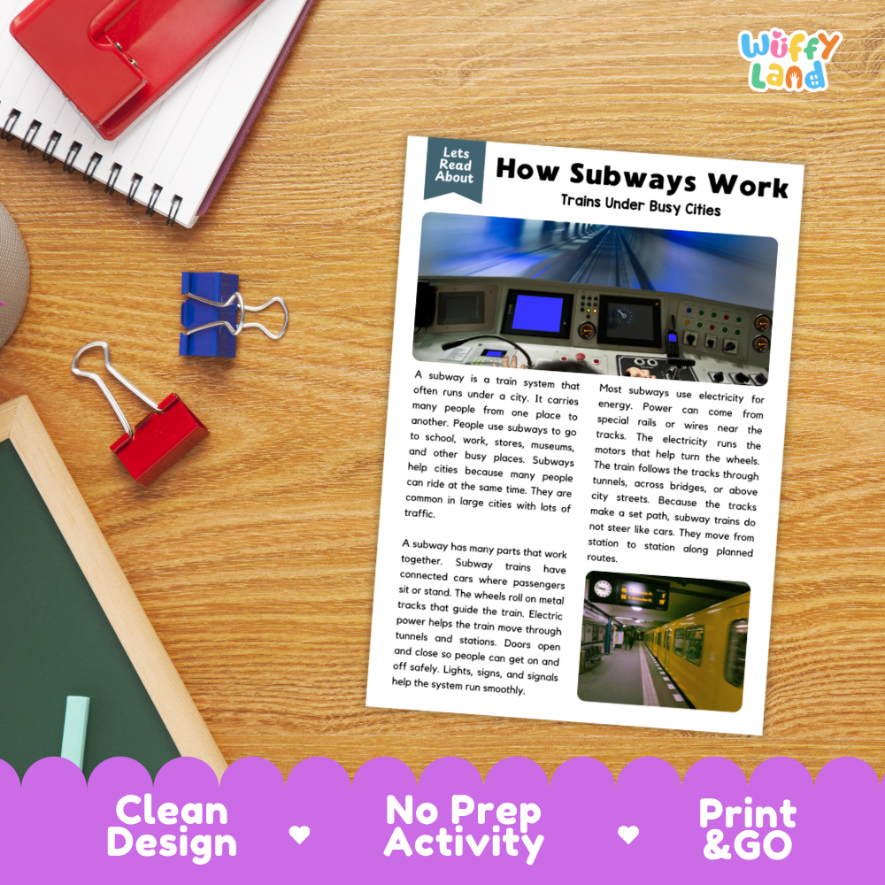How Subways Work Reading Passage and Questions Printable Worksheets with Answer Key