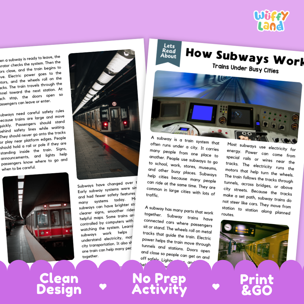 How Subways Work Reading Passage and Questions Printable Worksheets with Answer Key