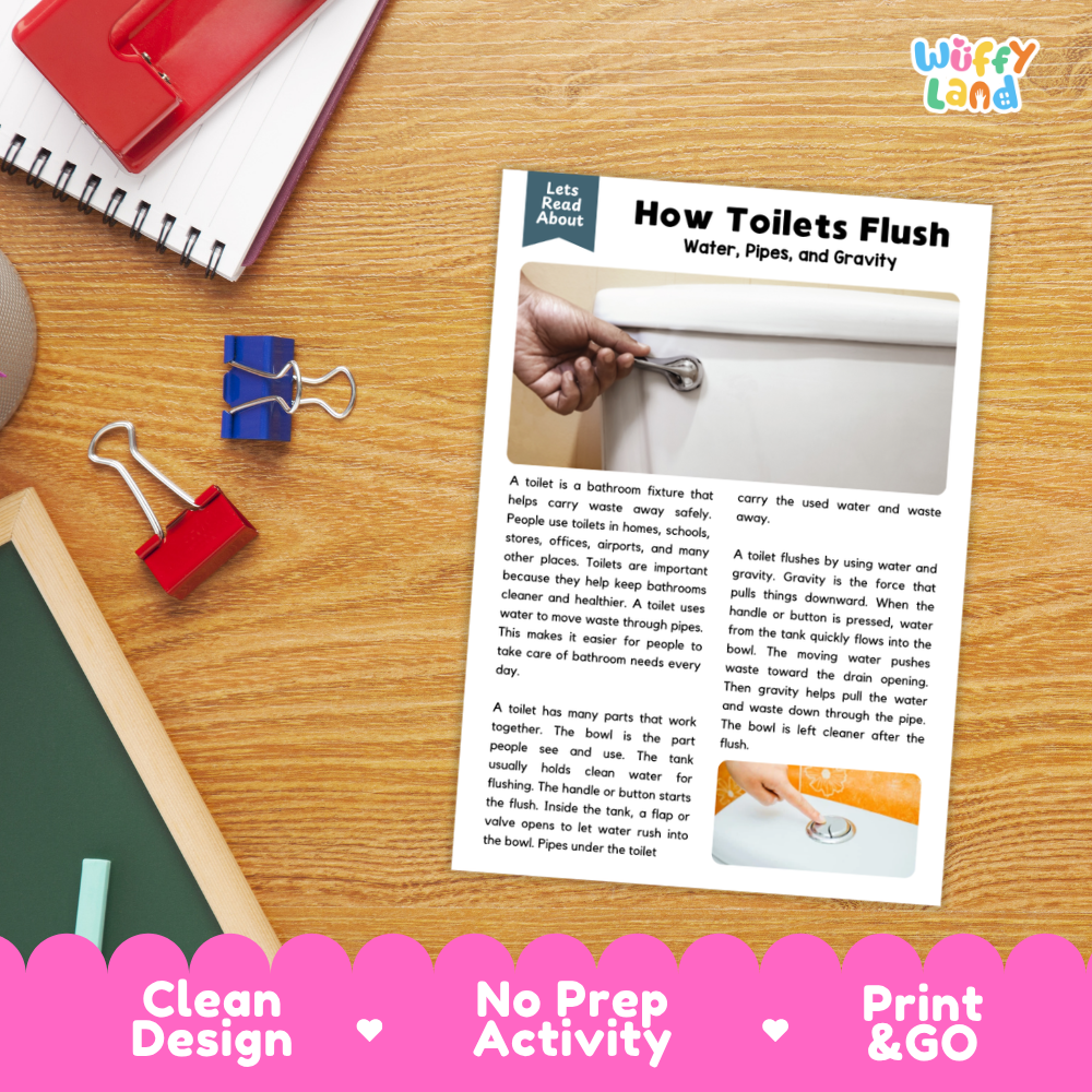 How Toilets Flush Reading Passage and Comprehension Questions Worksheets