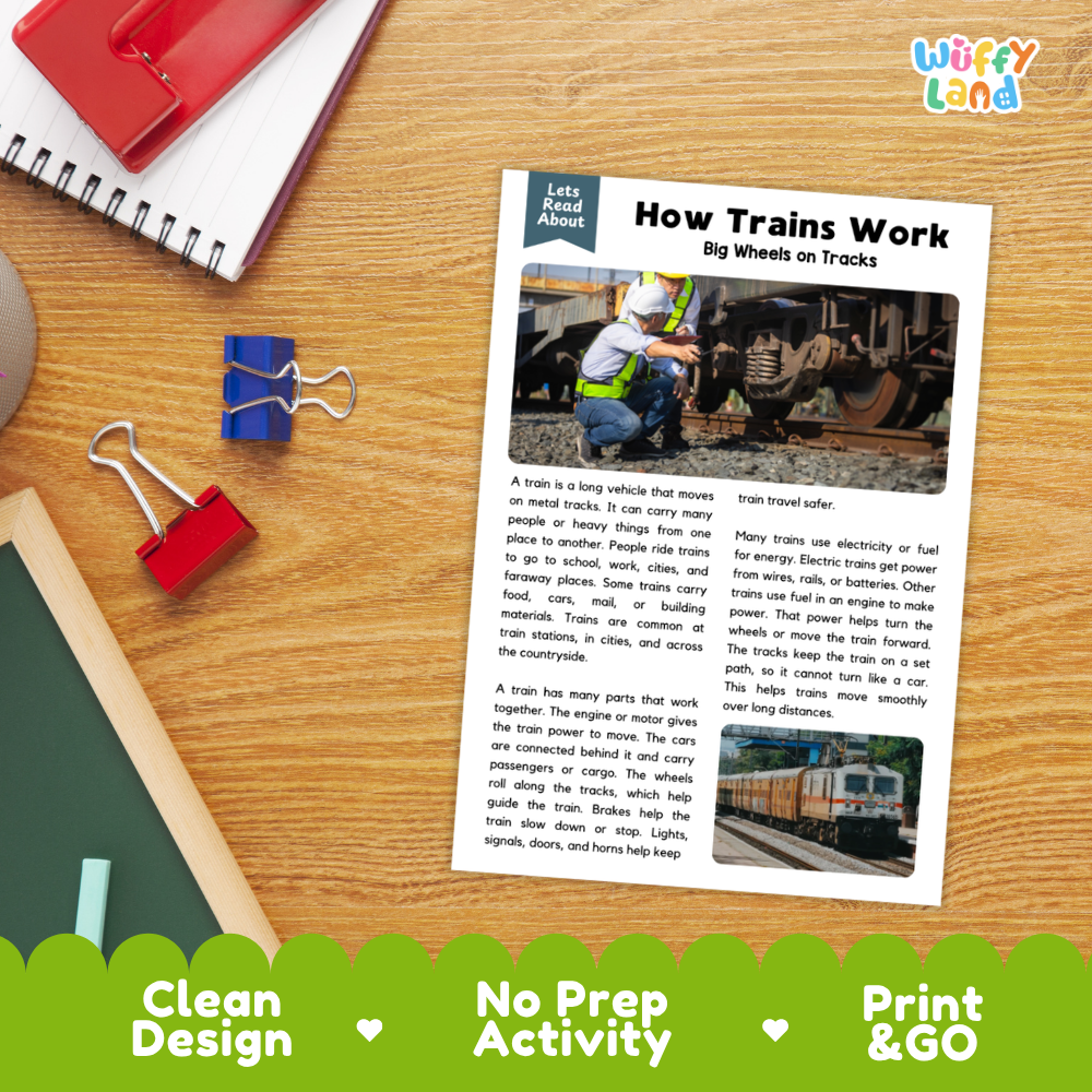 How Trains Work Reading Passage and Questions Printable Worksheets with Answer Key