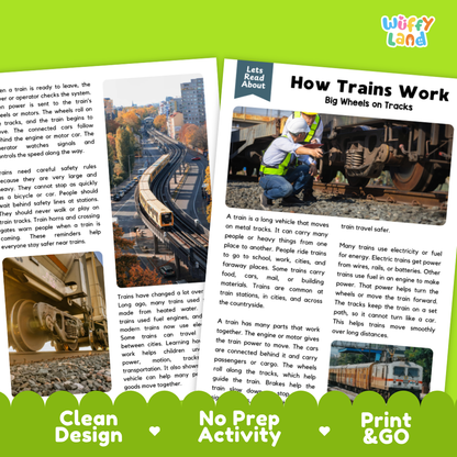 How Trains Work Reading Passage and Questions Printable Worksheets with Answer Key