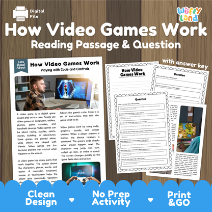 How Video Games Work Reading Passage and Comprehension Questions Worksheets