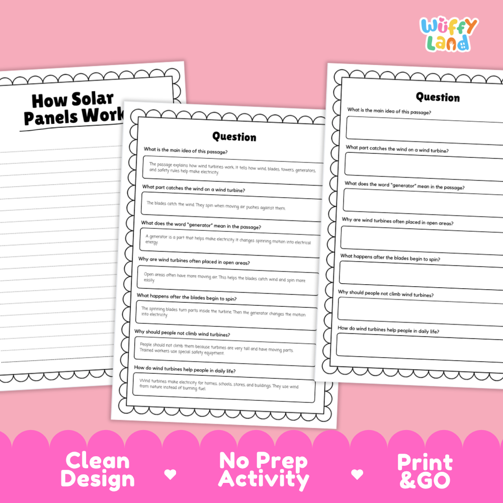 How Wind Turbines Work Reading Passage and Questions Nonfiction Science Worksheets