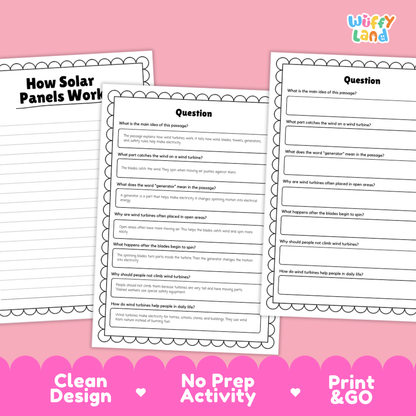 How Wind Turbines Work Reading Passage and Questions Nonfiction Science Worksheets