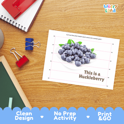 Huckleberry Cut and Match Activity Worksheets | Nuts and Dried Fruits Puzzle Printables