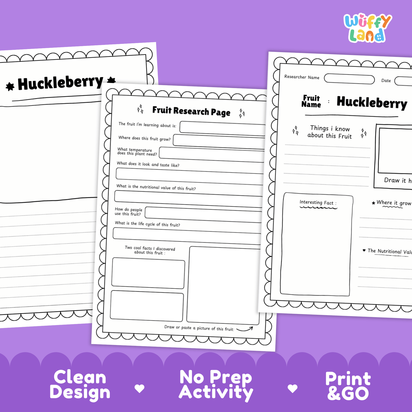 Huckleberry Fruit Research Activity Worksheet Science Wild Berries Nature Study