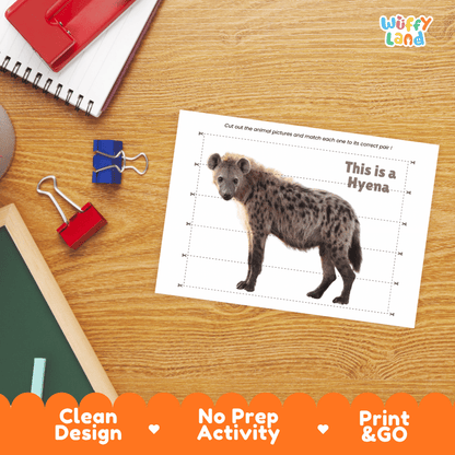 Hyena Cut and Match Activity Worksheets | Safari Animal Puzzle Printables