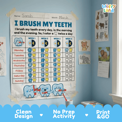 I Brush My Teeth Tracker 4 Week Healthy Habit Chart Printable