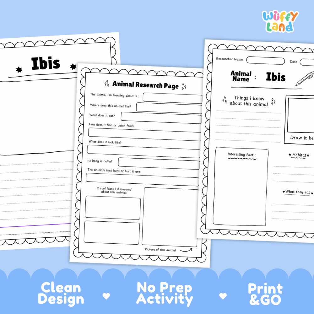 Ibis Animal Research Page Worksheets