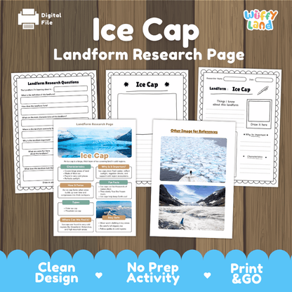 Ice Cap Landform Research Page Worksheets Geology Science Activity