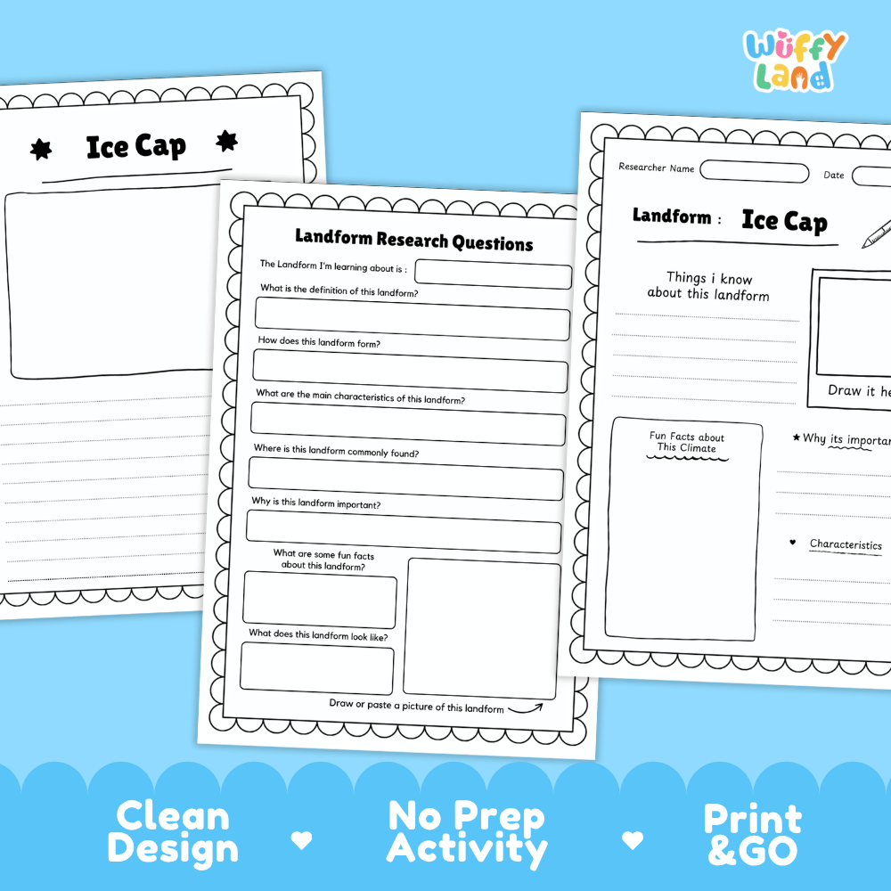 Ice Cap Landform Research Page Worksheets Geology Science Activity
