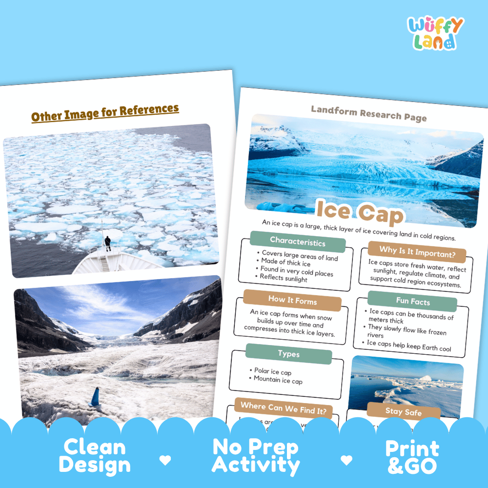 Ice Cap Landform Research Page Worksheets Geology Science Activity