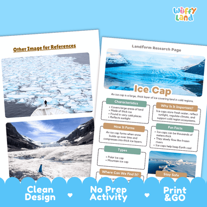 Ice Cap Landform Research Page Worksheets Geology Science Activity