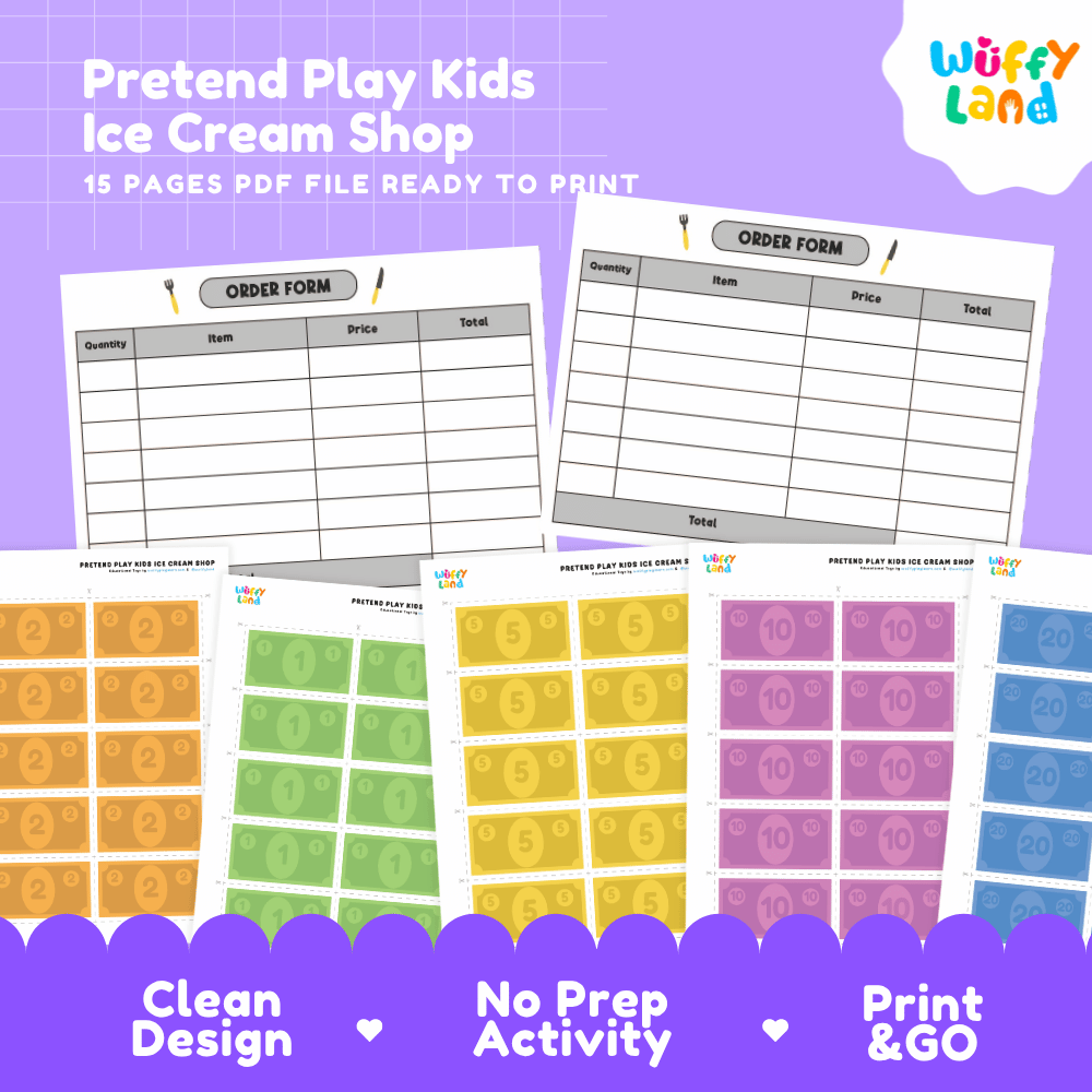 Pretend Play Kids Ice Cream Shop Dramatic Play Center Printable Activity