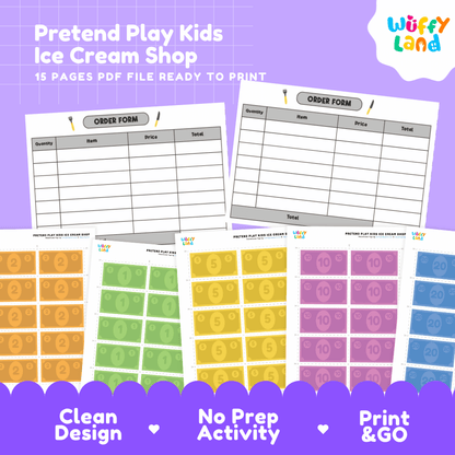 Pretend Play Kids Ice Cream Shop Dramatic Play Center Printable Activity