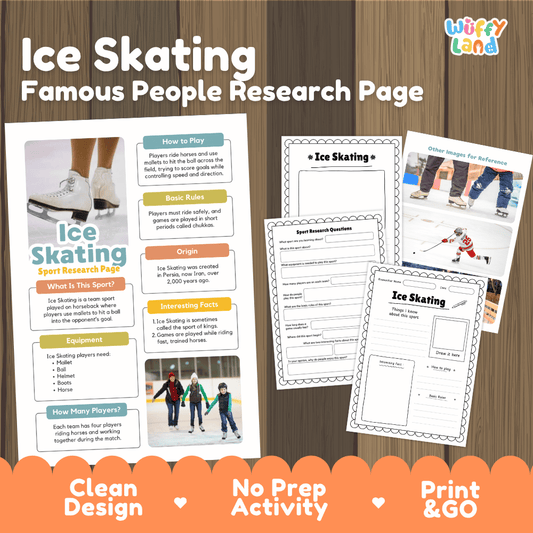 Ice Skating Sport Research Project Worksheets and Fact Sheet