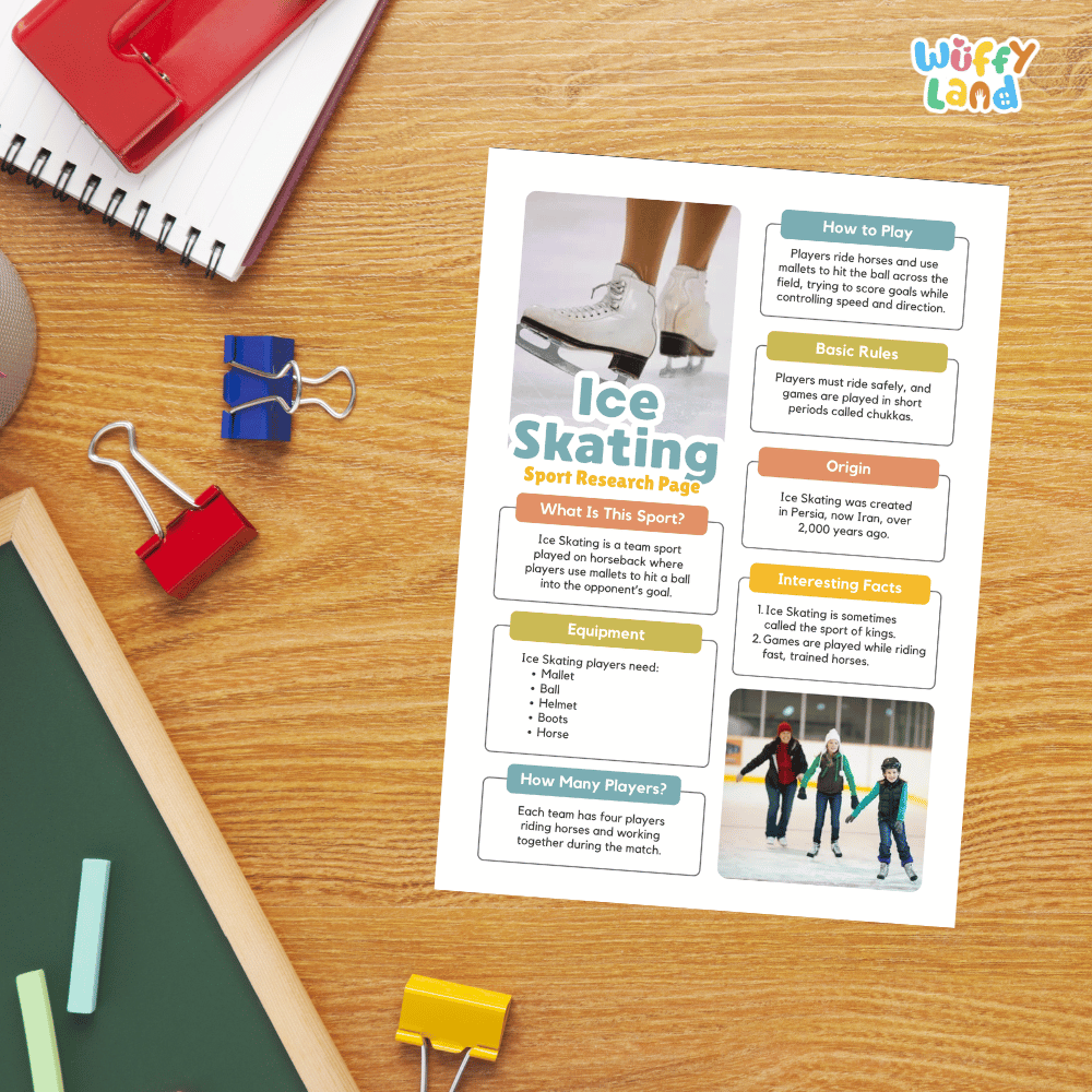 Ice Skating Sport Research Project Worksheets and Fact Sheet