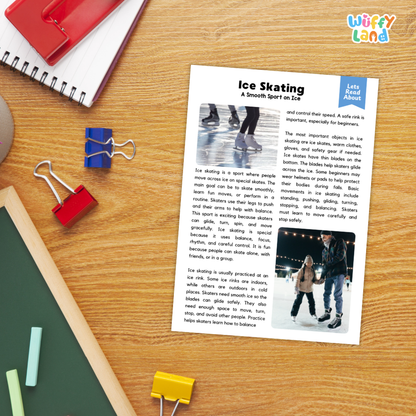 Ice Skating Sports Reading Passages Worksheets and Comprehension Activity
