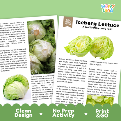 Teacher answer key page showing complete question solutions for iceberg lettuce reading comprehension practice