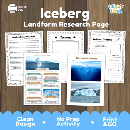 Iceberg Landform Research Page Worksheets and Fact Sheet