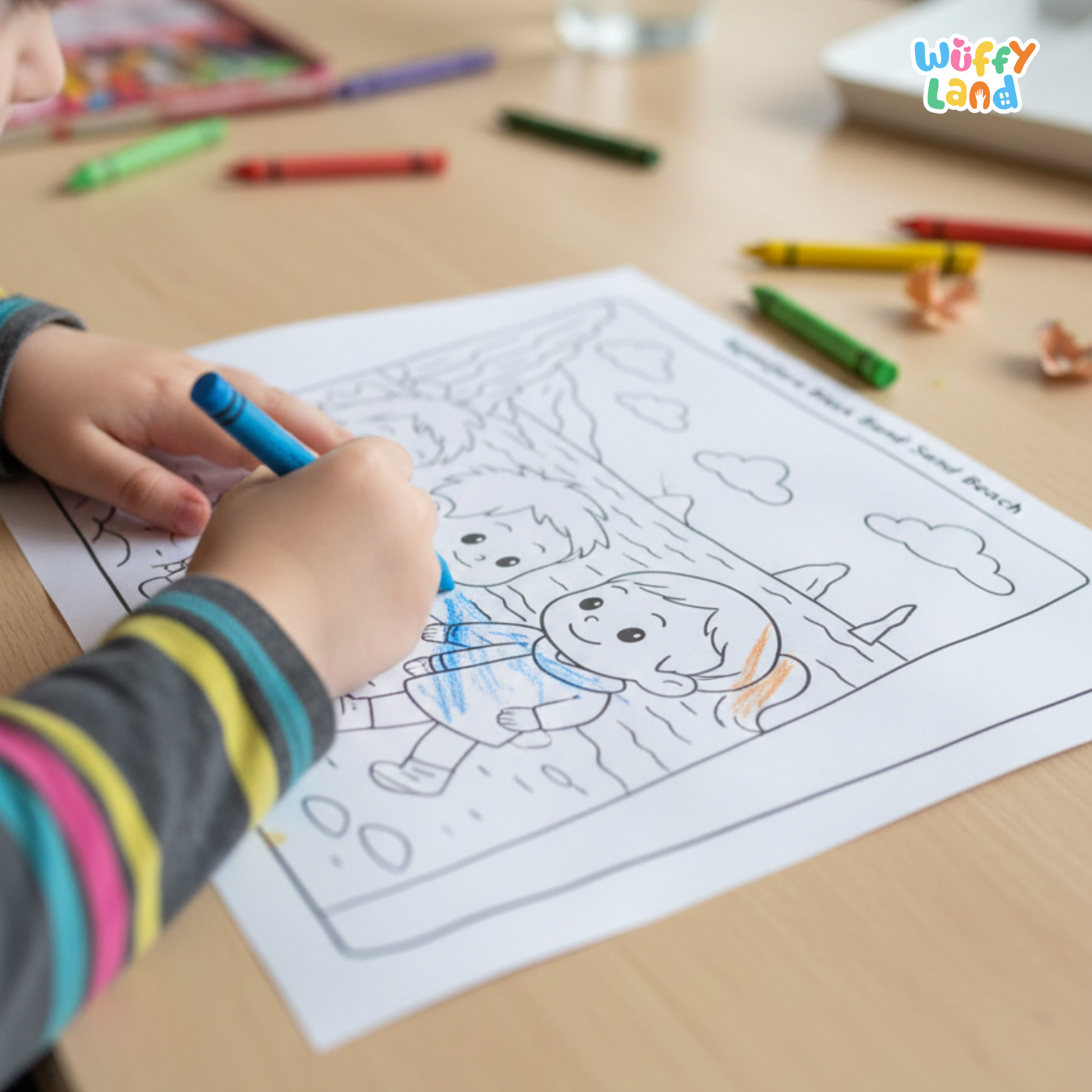 Black-and-white Iceland-themed coloring pages for kids, featuring three scenes: children at the Blue Lagoon hot spring, a girl sitting near Látrabjarg cliffs with puffins, and two children watching the northern lights above a cabin. A badge indicates “11 pages.”