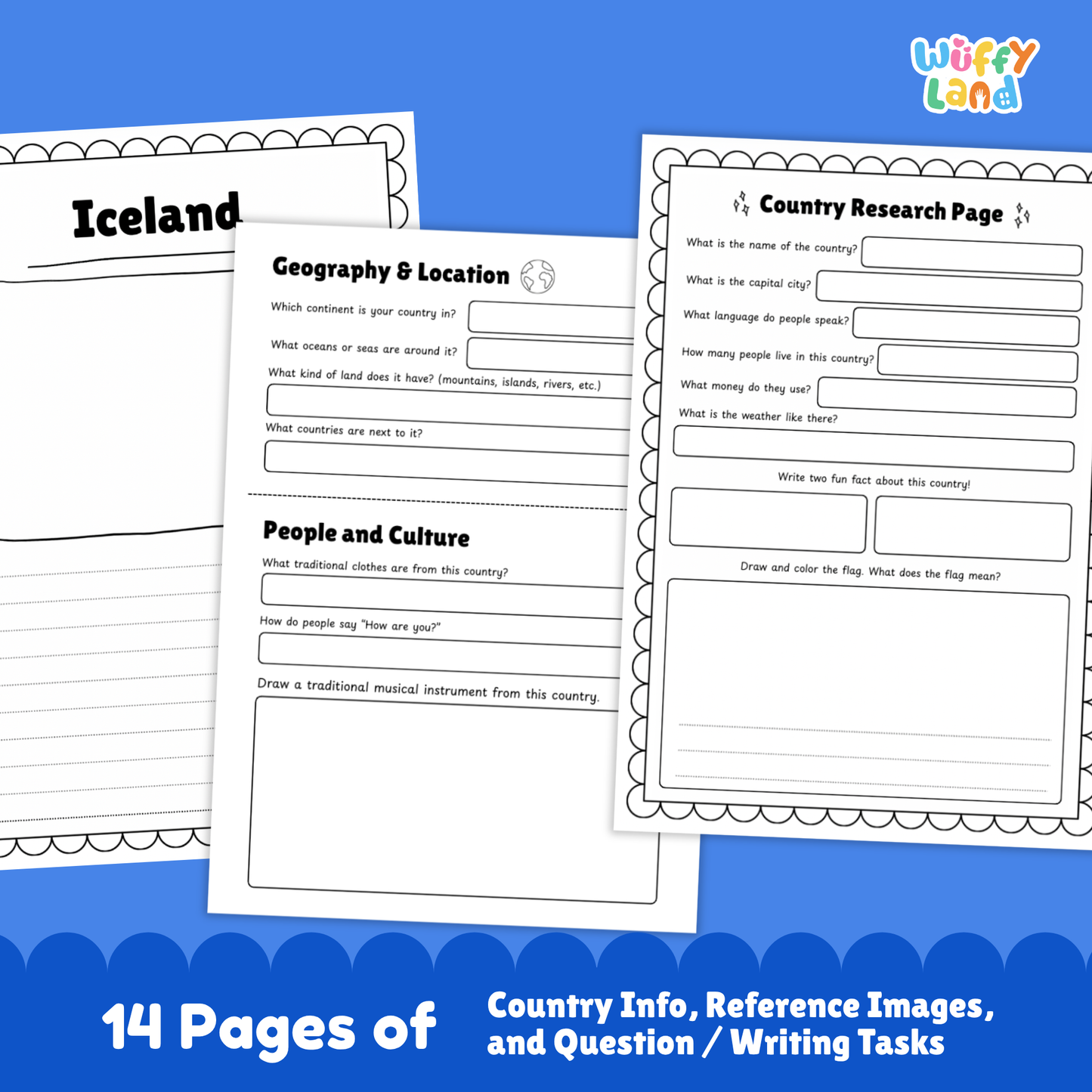 ICELAND Country Study | Geography Research Project & Printable Worksheets